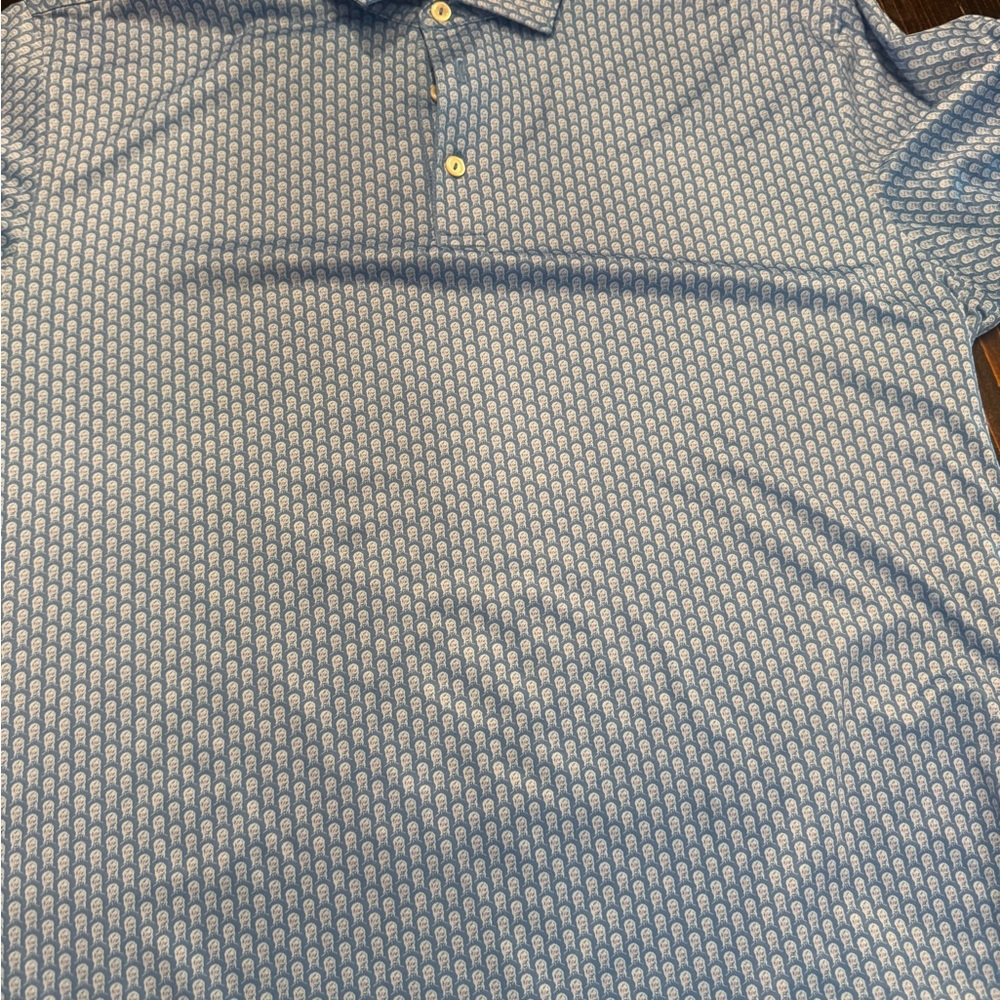 Peter Millar Blue and White Pattern Polo Shirt
